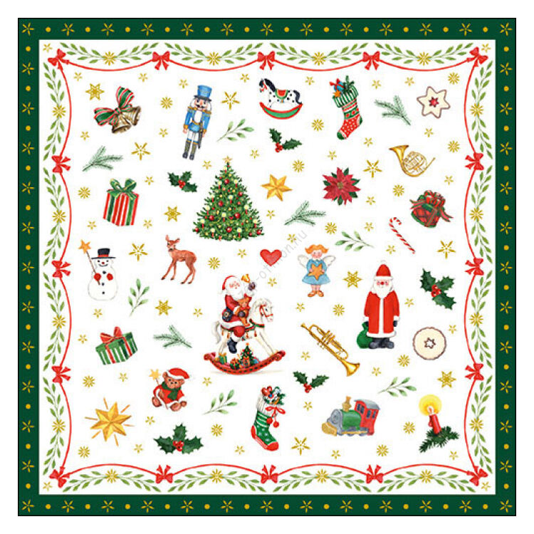 Ornaments All Over green papírszalvéta 33x33cm, 20 db-os