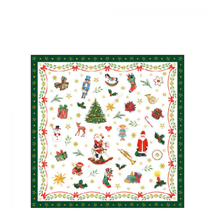 Ornaments All Over green papírszalvéta 25x25cm, 20 db-os