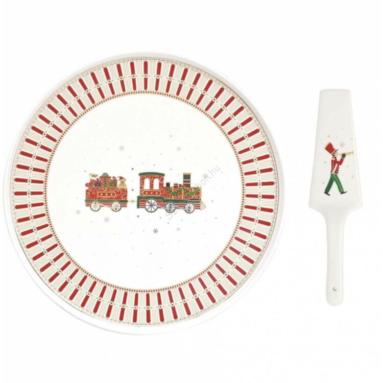 Porcelán tortatál lapáttal - 32cm - Polar Express