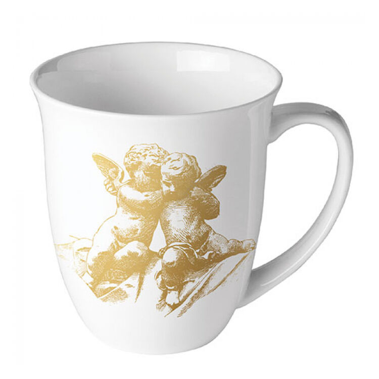 Karácsonyi porcelán bögre - 400ml - Classic Angels Gold