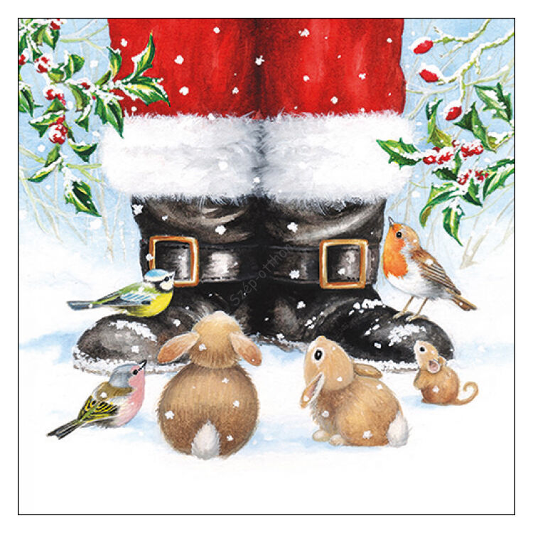 Karácsonyi papírszalvéta 33x33cm, 20db-os - Looking up to santa