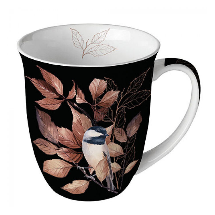 Porcelán bögre - 400ml - Lovely Chickadee
