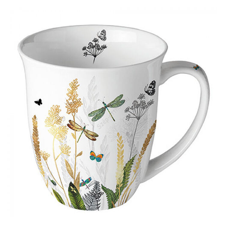 Porcelán bögre - 400ml - Ornamental Flowers White