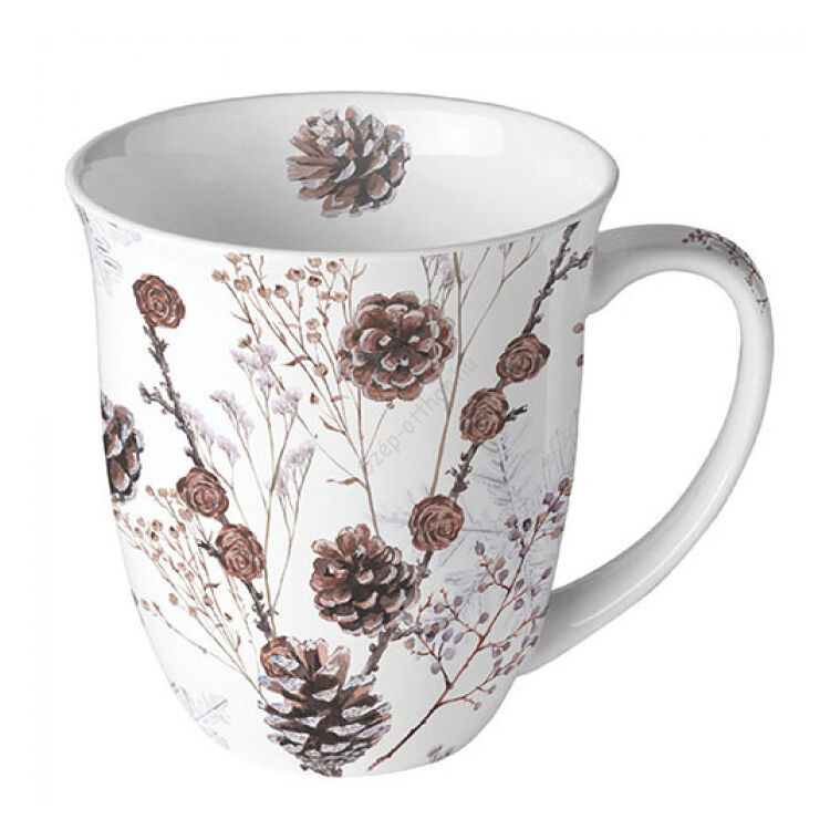Porcelán bögre - 400ml - Pine Cones