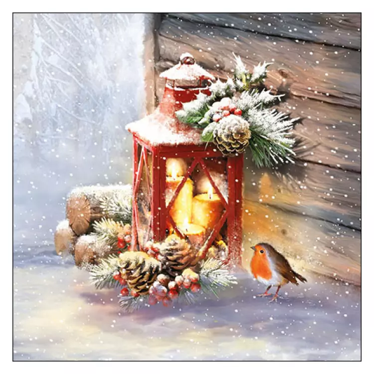 Karácsonyi szalvéta 33x33cm,  20 db-os - Robin By Lantern