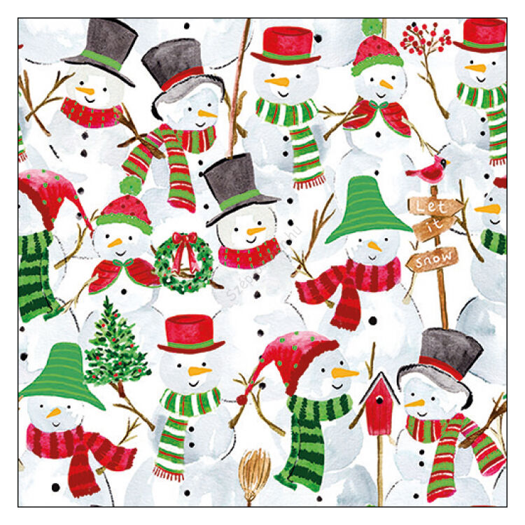 Snowman Party papírszalvéta 33x33cm, 20db-os