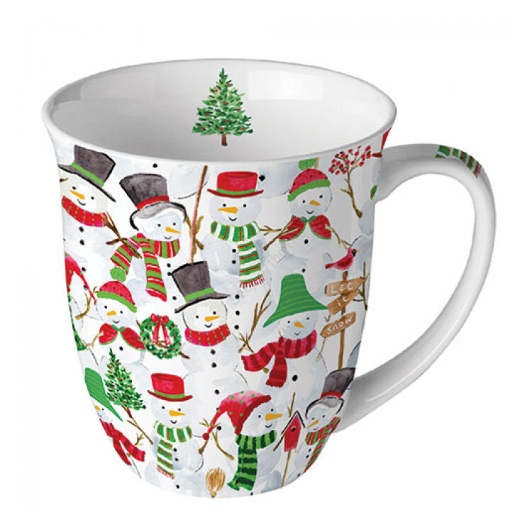 Karácsonyi porcelán bögre - 400ml - Snowman party