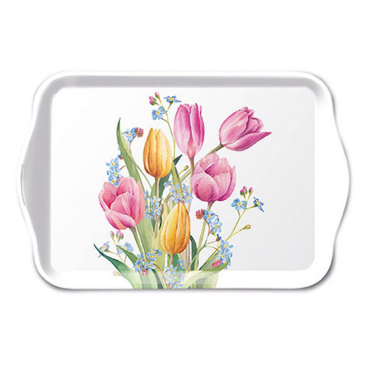 Kis méretű tálca - 13x21cm - Tulipán csokor