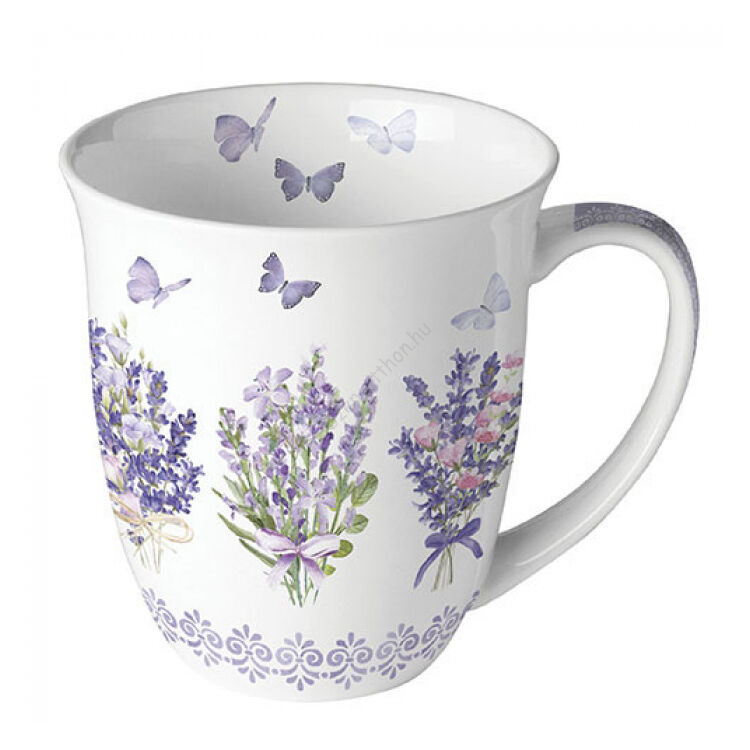 Levendula virágos porcelán bögre 400ml Lovely lavender