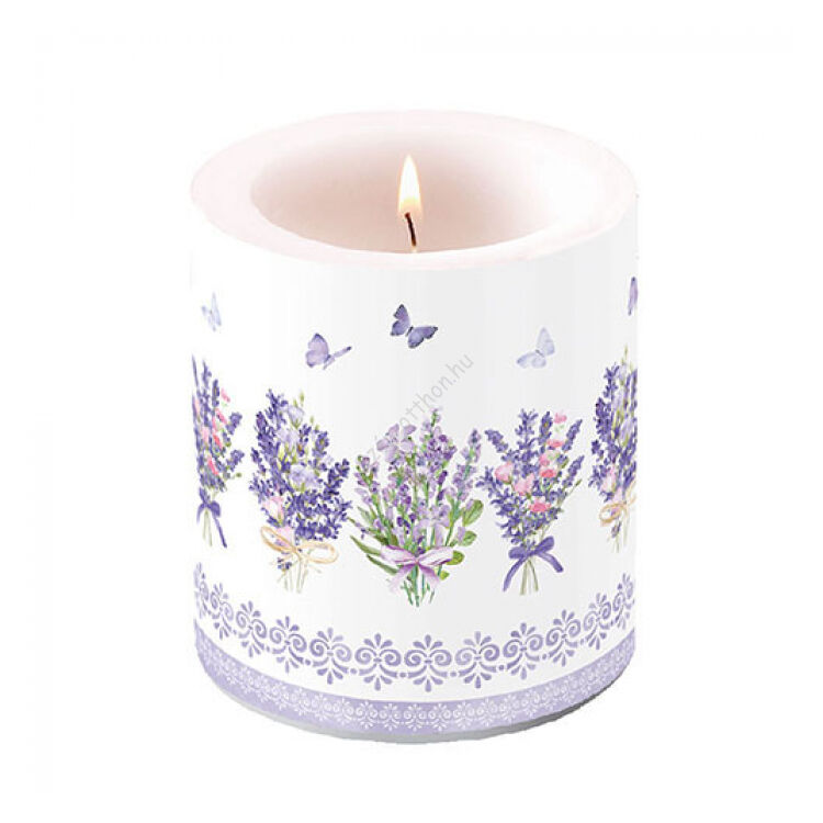Levendula virágos átvilágítós gyertya 10x10cm Lovely lavender