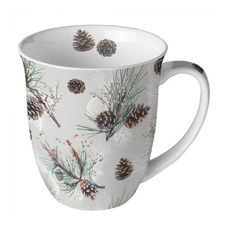 Karácsonyi porcelán bögre - 400ml - Pine Cone All Over