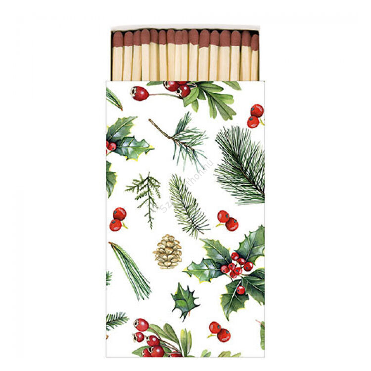 Karácsonyi mintás gyufa - 6,5x11cm - Winter greenery