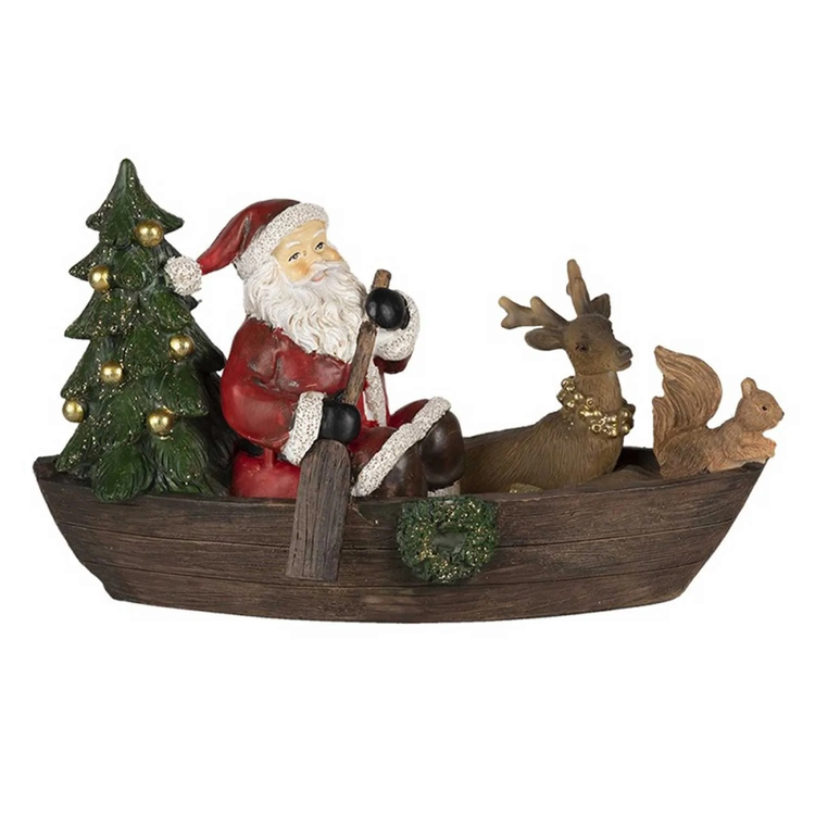 Karácsonyi dekorációs figura - Mikulás csónakban 