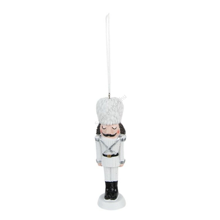 Karácsonyi fehér diótörő dekorációs figura - 13cm
