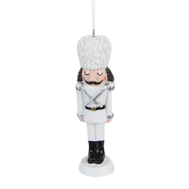 Karácsonyi fehér diótörő dekorációs figura - 13cm
