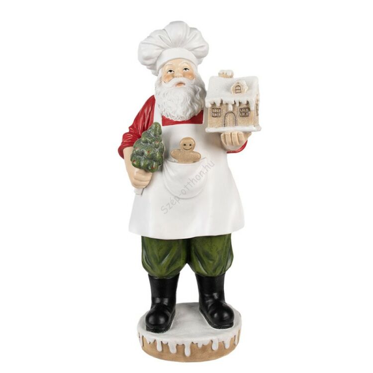 Télapó mézeskalács házikóval - 59cm - Karácsonyi dekorációs figura