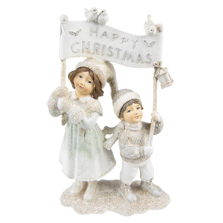 Gyerekek táblával - 14x7x23cm - Karácsonyi dekoráció