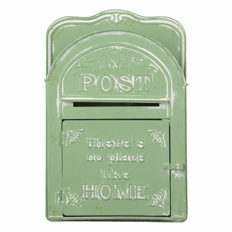 Antikolt mentazöld domború díszes fém postaláda