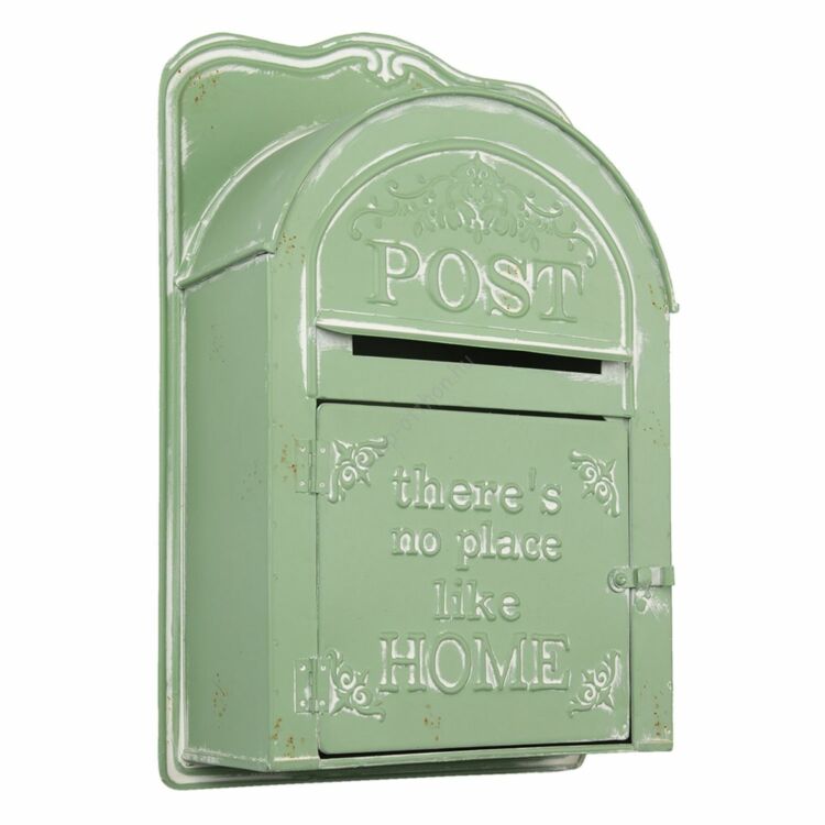 Antikolt mentazöld domború díszes fém postaláda