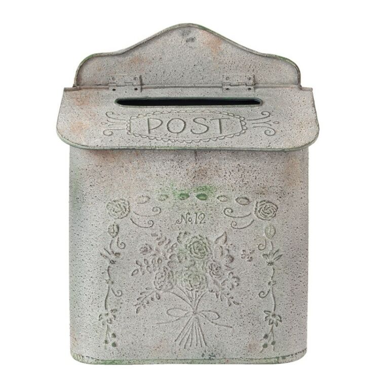 Fém postaláda - rusztikus - virág díszes