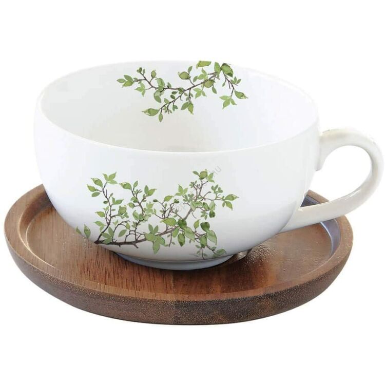 Porcelán teás csésze akácfa aljjal - 250ml - Natura