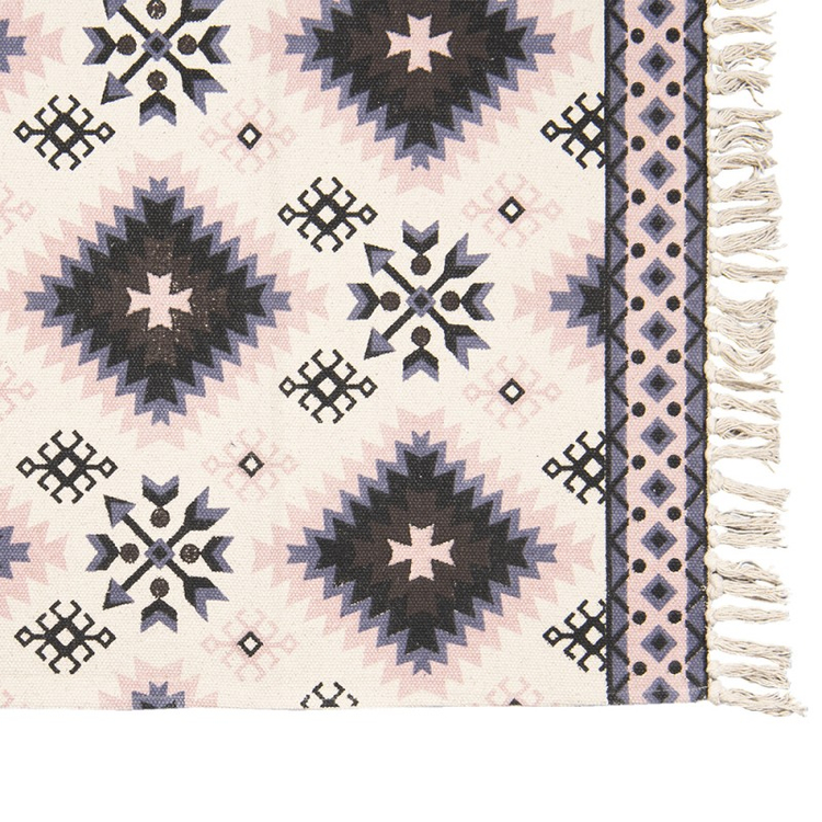 Pamut szőnyeg - 70x120 cm - fehér kék mintás