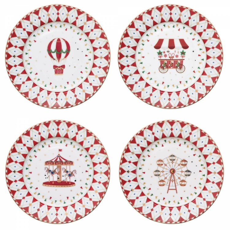 Karácsonyi mintás Porcelán desszertes tányér szett - Christmas Wonderland