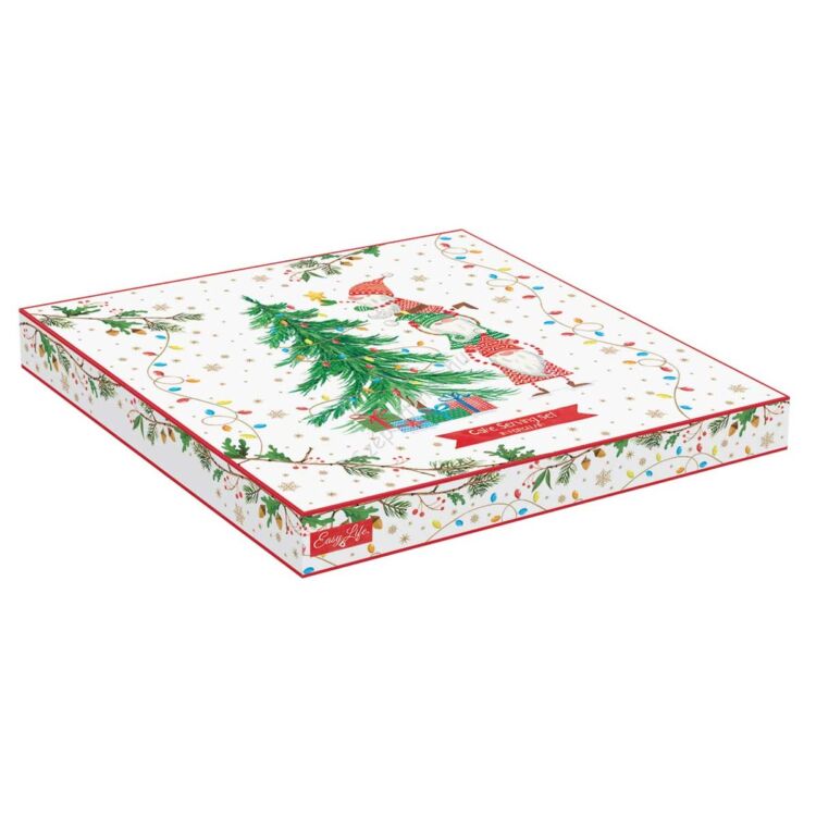 Karácsonyi porcelán tortatál lapáttal - 32cm - Ready for Christmas