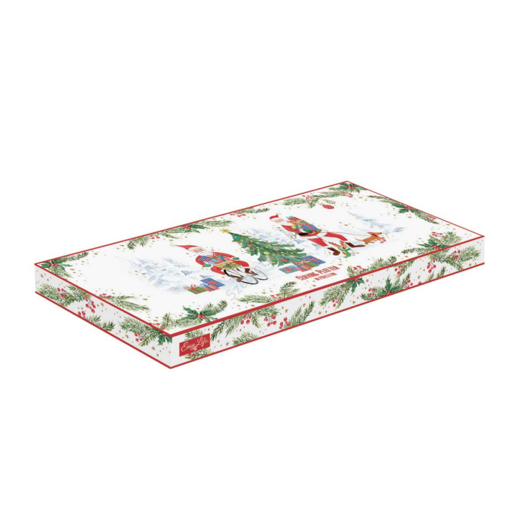 Karácsonyi mintás porcelán tálca - 37x14cm - Joyful Santa