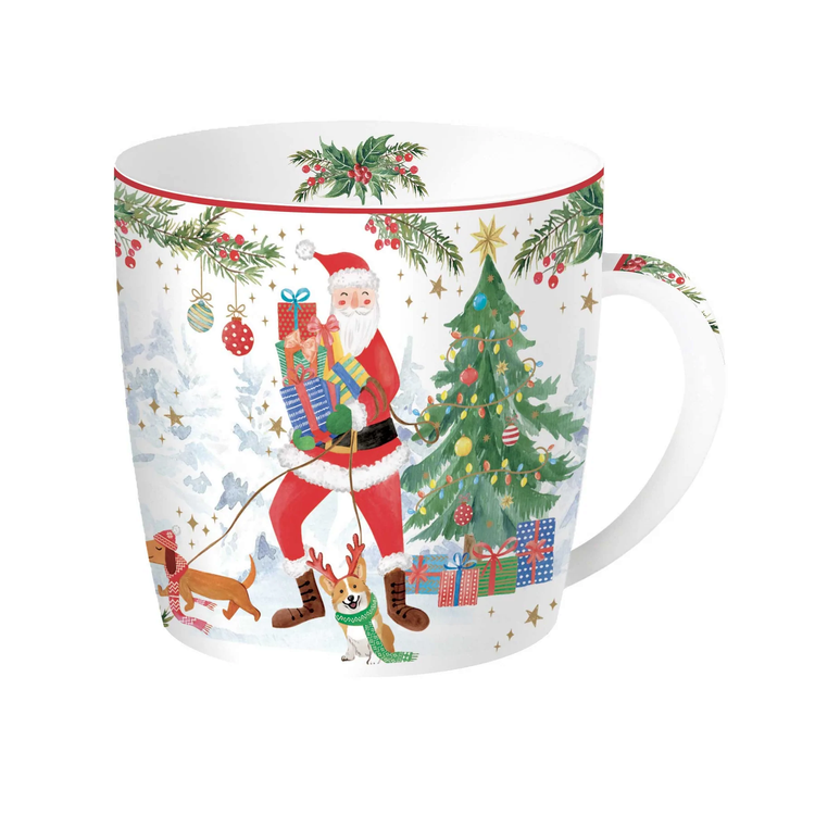 Karácsonyi porcelán bögre - 350ml - Joyful Santa