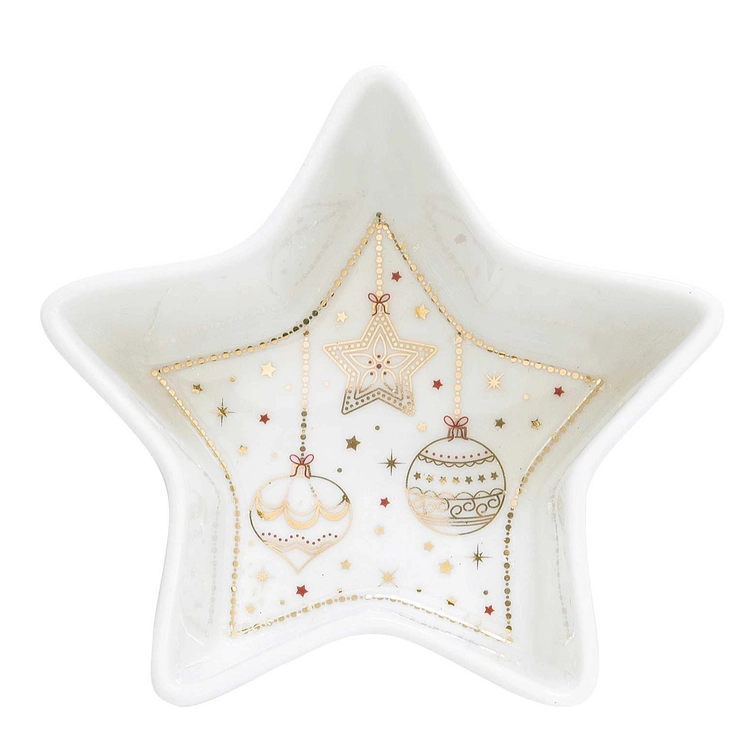 Karácsonyi porcelán csillag tálka - 15x5cm - Christmas Lights