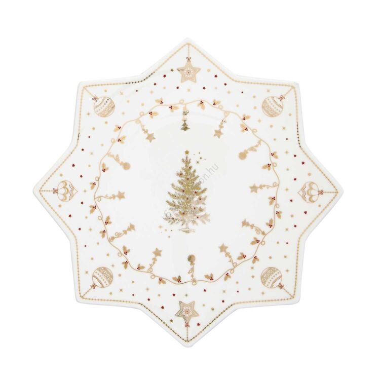 Karácsonyi porcelán tortatál - 32cm - Christmas Lights