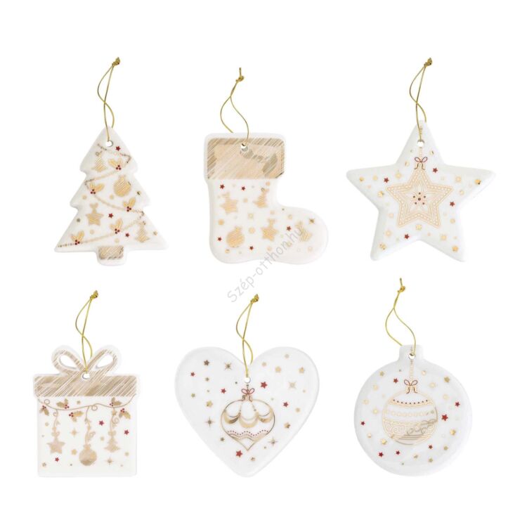 Karácsonyi porcelán díszek - 6db-os szett - Christmas Lights