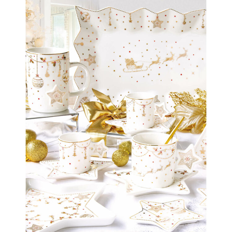 Karácsonyi porcelán desszertes tányér - 19cm - Christmas Lights