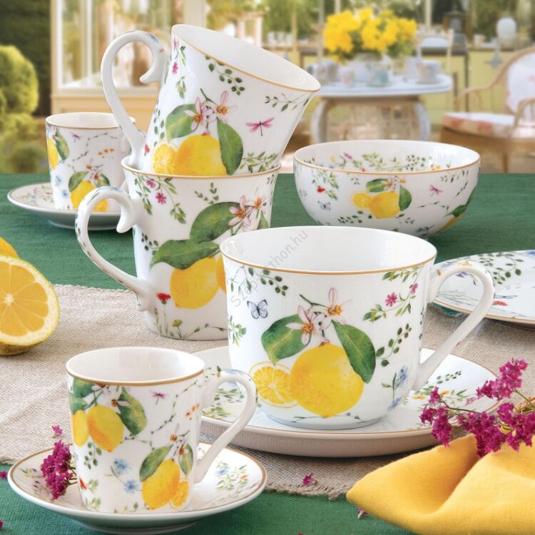 Porcelán lapostányér - 26,5cm - Fleurs et Citrons