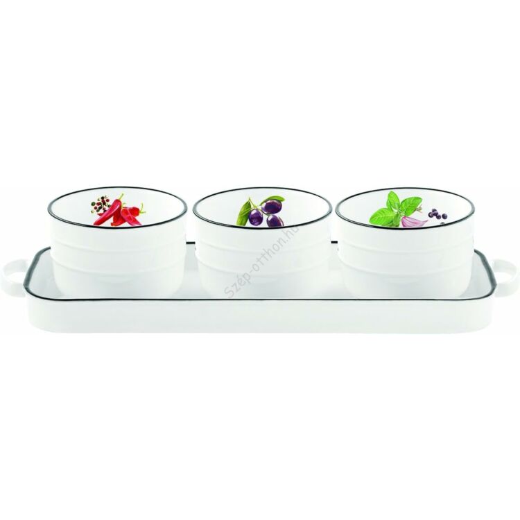 Porcelán tálka szett tálcán - Kitchen Basics