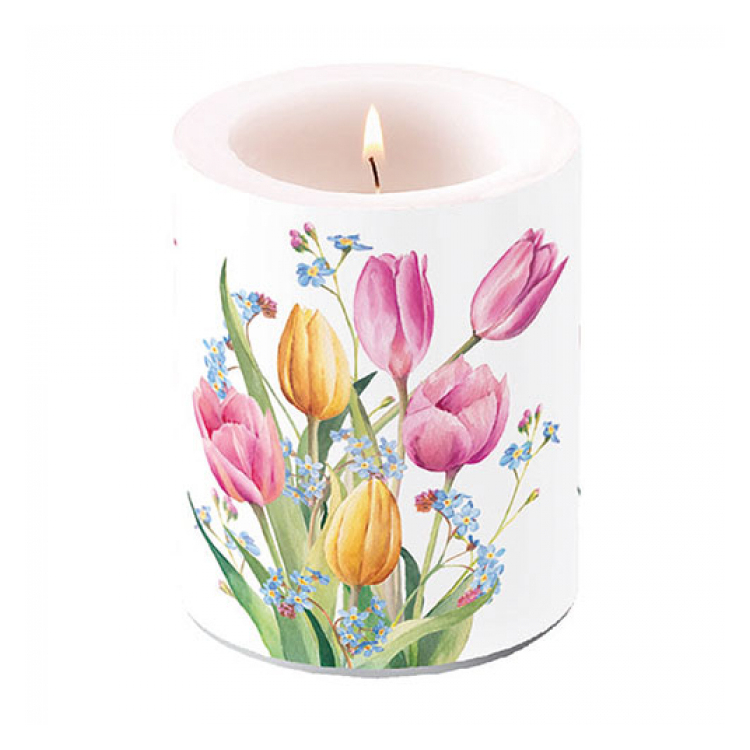 Átvilágítós gyertya - 12x10cm - Tulips Bouquet