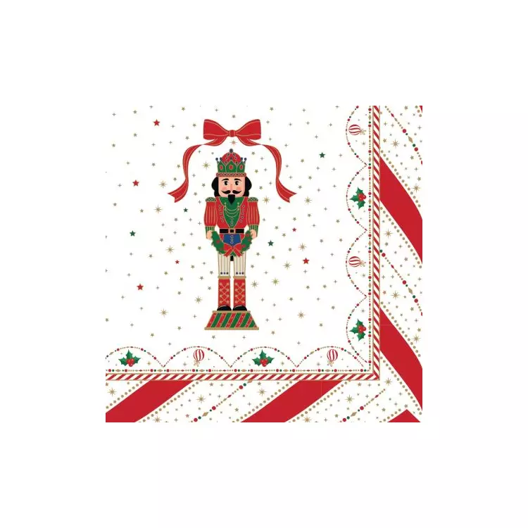 Karácsonyi Diótörő szalvéta 33x33cm, 20db-os, Nutcracker Twist