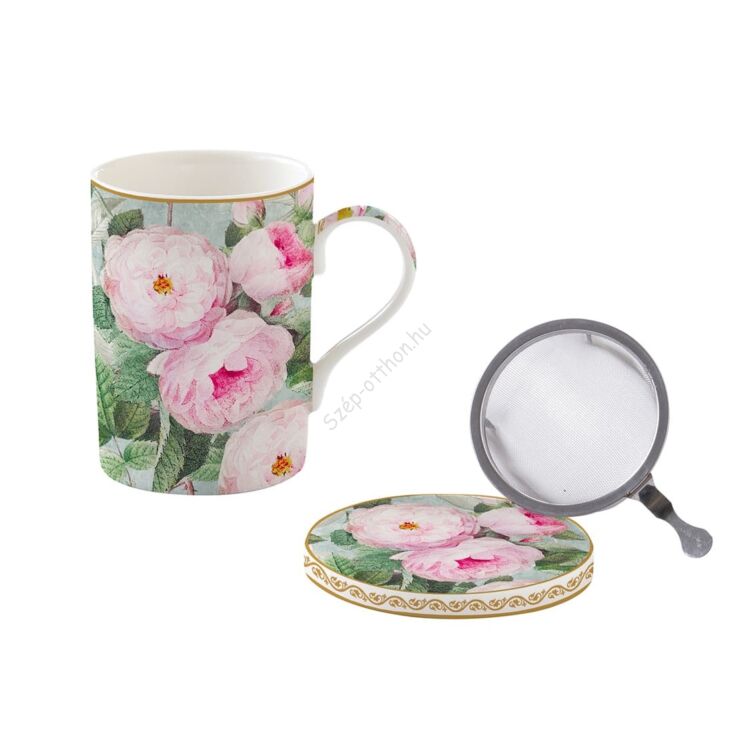 Porcelán szűrős bögre - 350ml - Roses in Bloom