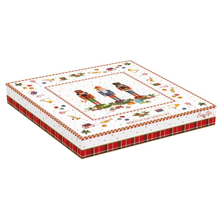 Karácsonyi mintás porcelán tortatál lapáttal - Vintage Nutcracker