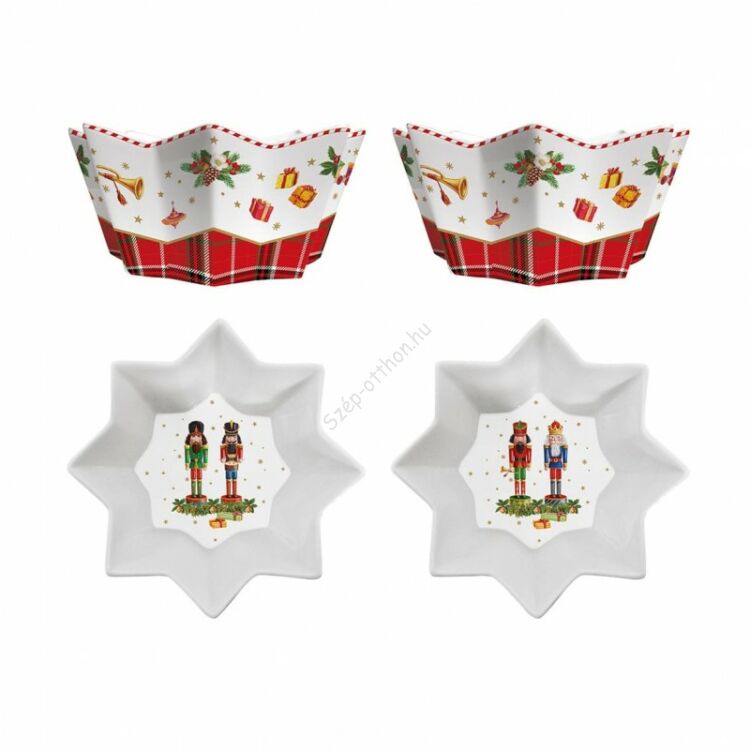 Diótörő Karácsonyi porcelán tál szett -  14cm - Vintage Nutcracker