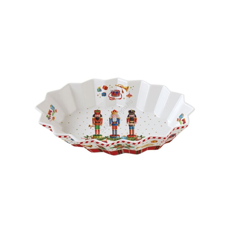 Karácsonyi mintás Porcelán ovális tálca - Vintage Nutcracker