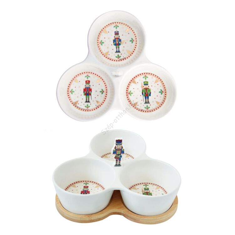 Diótörő Karácsonyi porcelán 3 részes kínáló szett - Nutcrackers