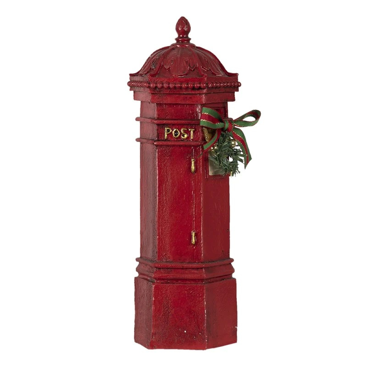 Karácsonyi dekoráció - Piros álló postaláda - 29cm