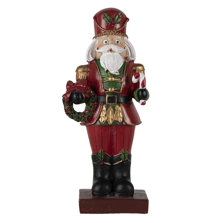 Karácsonyi Diótörő Figura koszorúval - 21cm