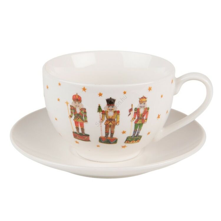 Karácsonyi Diótörő mintás porcelán csésze aljjal - 200ml - Happy Little Christmas
