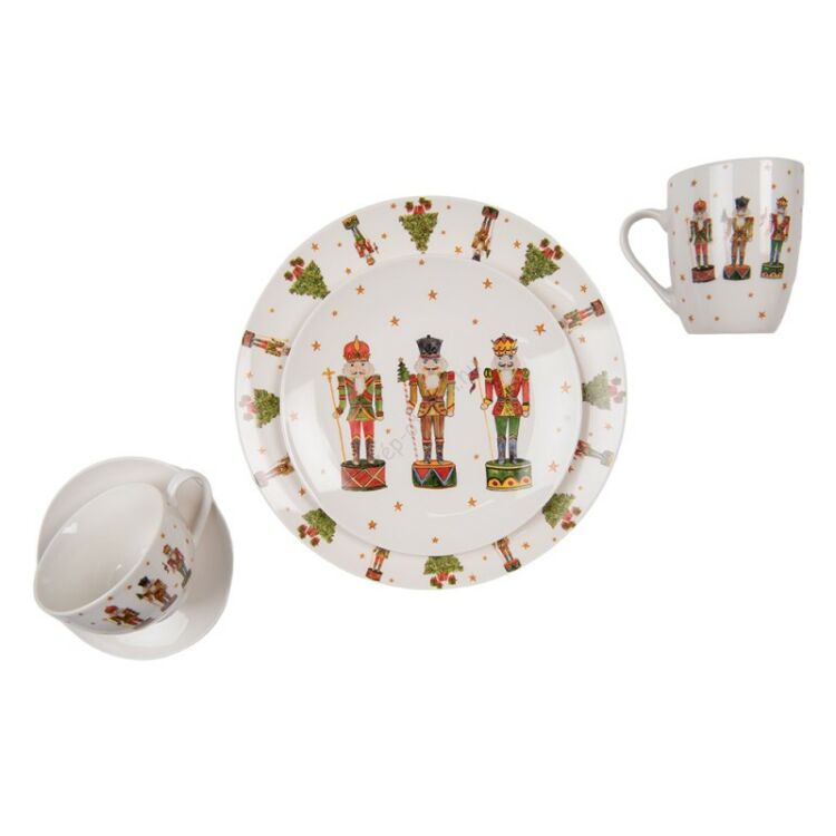 Karácsonyi Diótörő mintás porcelán csésze aljjal - 200ml - Happy Little Christmas