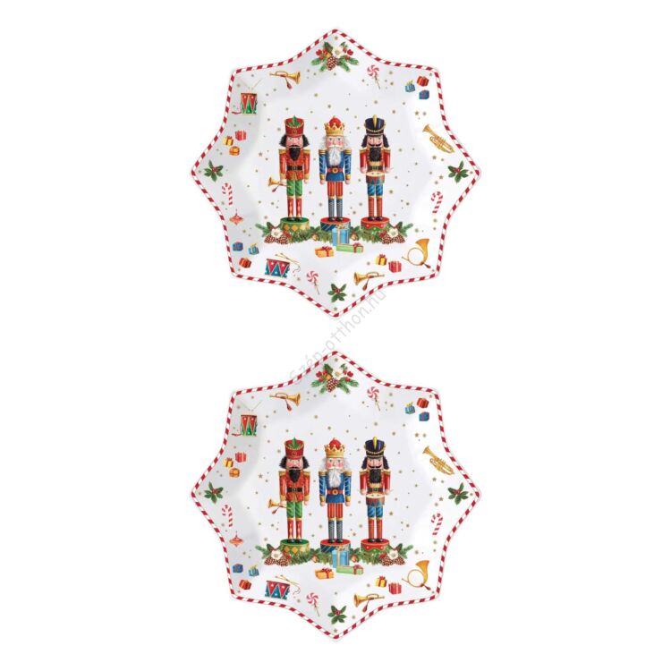 Karácsonyi mintás Porcelán desszertes tányér szett - Vintage Nutcrackers