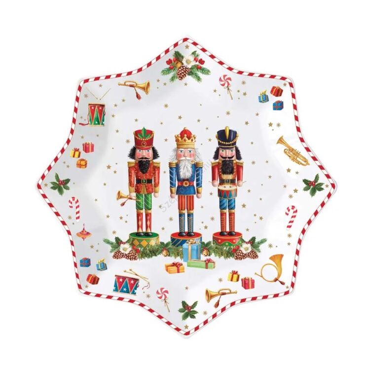 Karácsonyi mintás Porcelán desszertes tányér szett - Vintage Nutcrackers