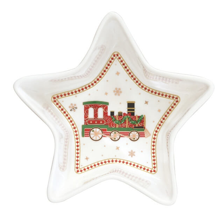 Karácsonyi porcelán csillag alakú tál - 15x5cm - Polar Express